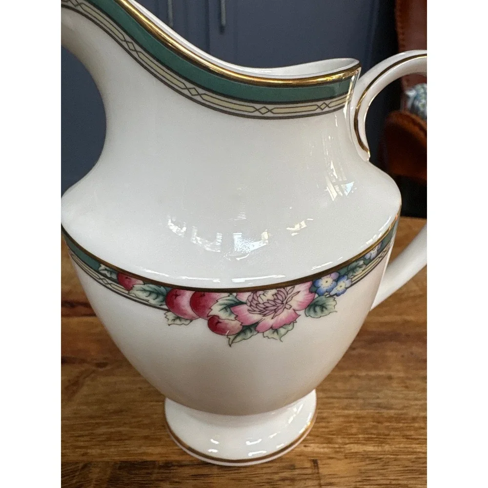 Royal Doulton Orchard Hill H5233 Fine Bone China Pitcher Floral Gold Trim 1994